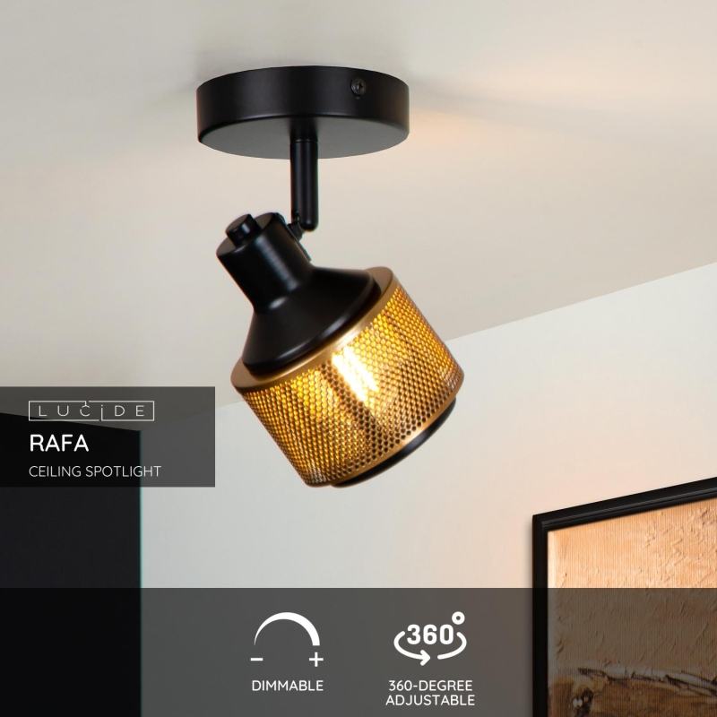 Lucide RAFA - Stropné bodové svietidlo - 1xE14 - Čierne